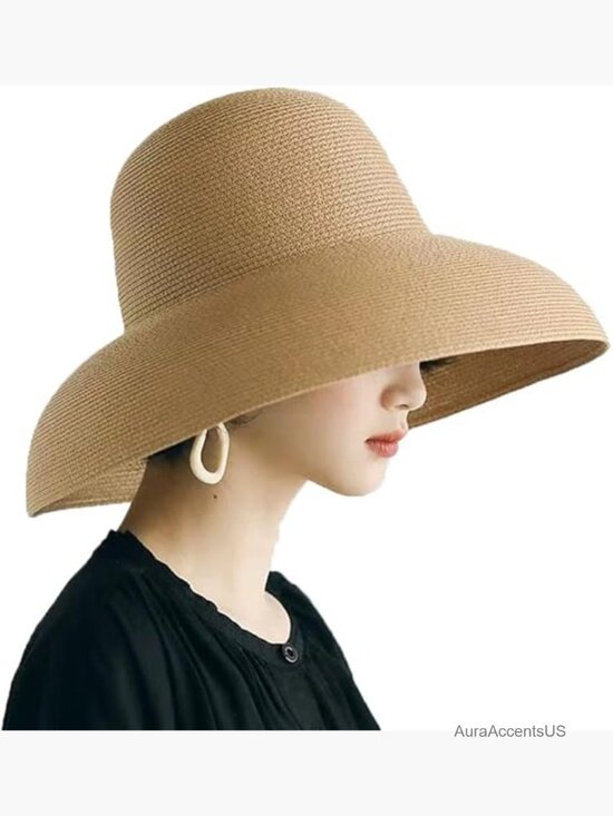 Floppy Wide Brim Straw Sun Hat UPF 50+ Adjustable Foldable Beach Travel main image 5